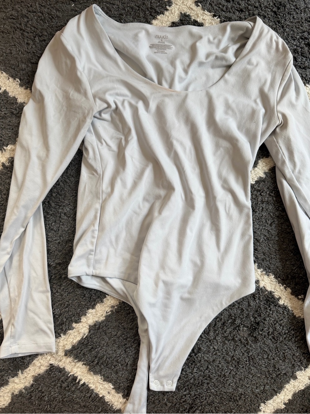 nuuds Light Gray Scoop Neck Long Sleeve Bodysuit